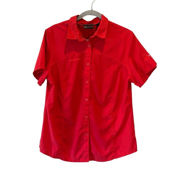 Mammut Women Red Button Up Collared Shirt Logo Size XL - Picture 1 of 4